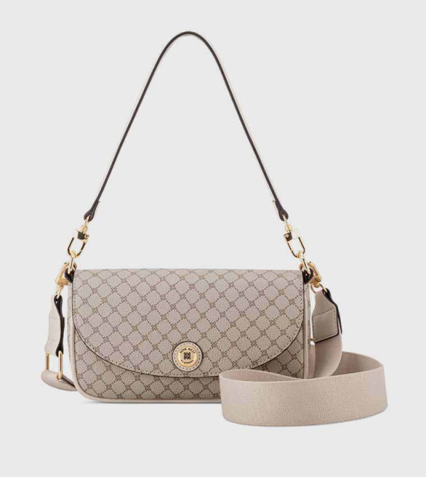 Monogram Patterned Flap Shoulder Bag