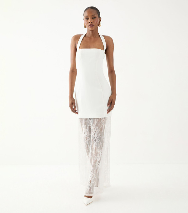 Halterneck Lace Skirt Maxi Dress