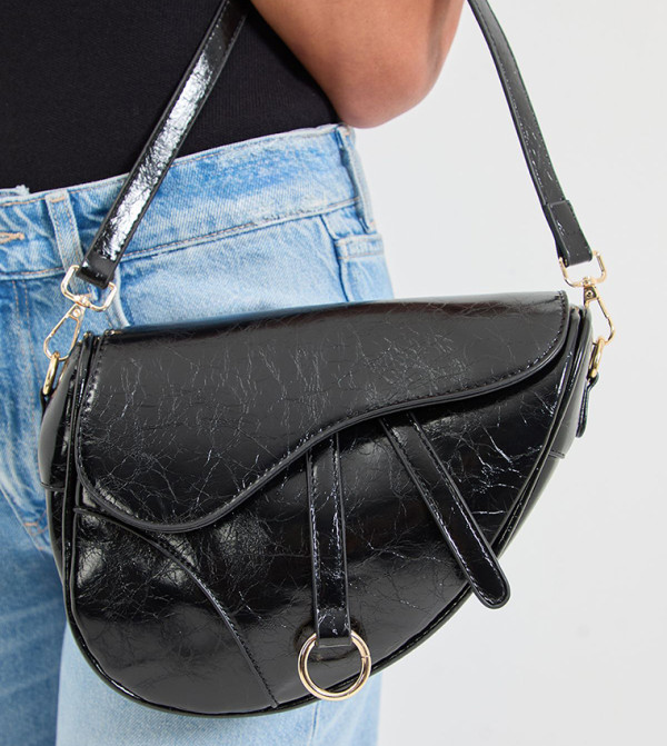 Genevieve Faux Leather Saddle Shoulder Bag