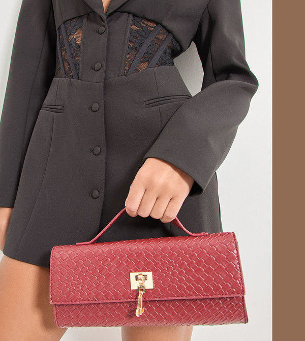 Faux Leather Woven Grab Bag
