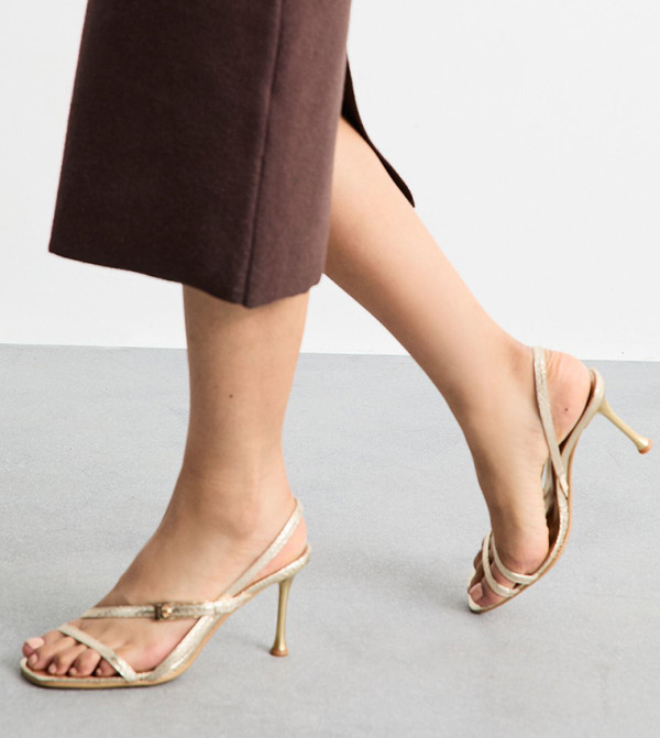 Snake Print Strappy Heel Sandals