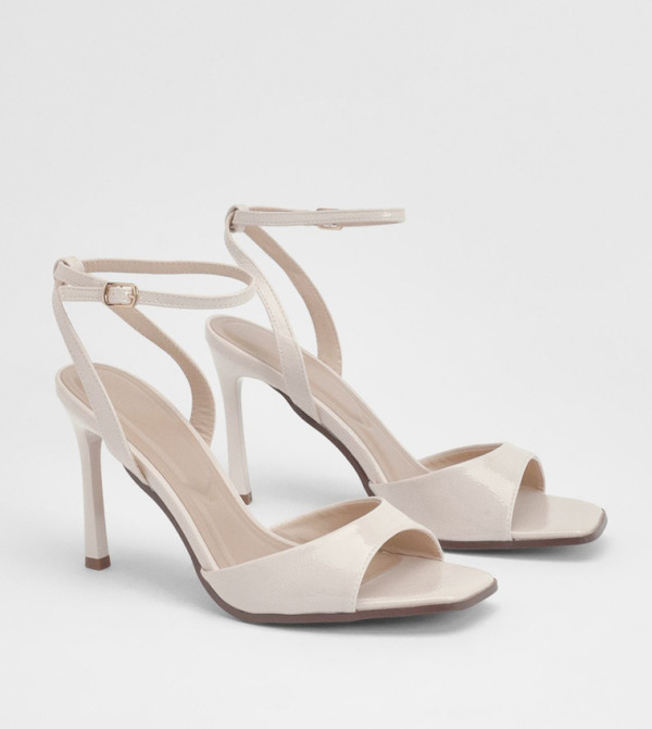 Faux Leather Stiletto Heel Sandals