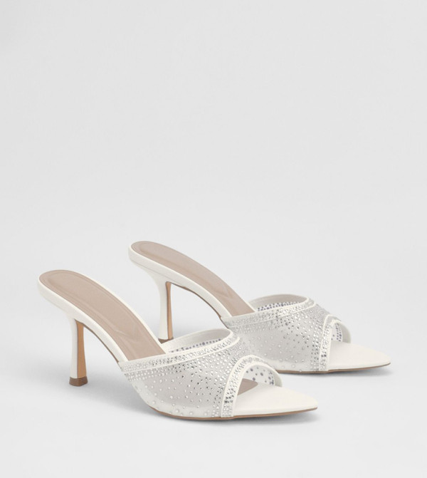 Satin Diamante High Stiletto Heel Sandals