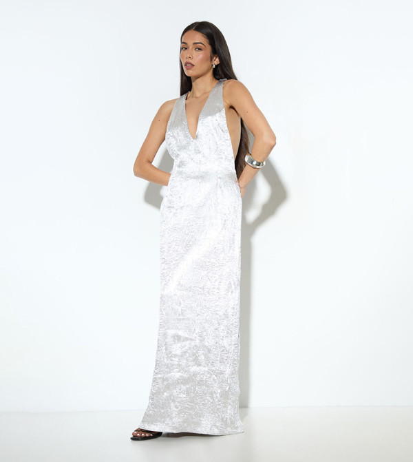 Crinkle Satin Maxi Dress