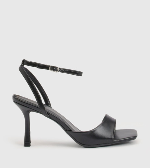 Faux Leather Stiletto Heeled Sandals