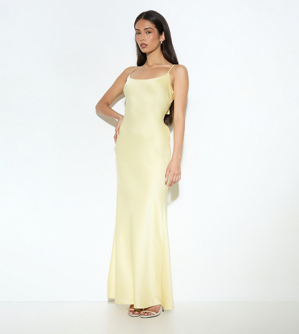 Premium Satin Bow Back Detail Maxi Bridesmaids Dress