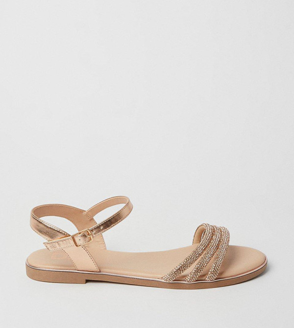 Wide Fit Fern Embellished Flat Sandals