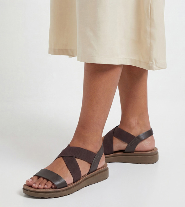 Wide Fit Ana Comfort Elastic Cross Strap Low Wedge Sandals