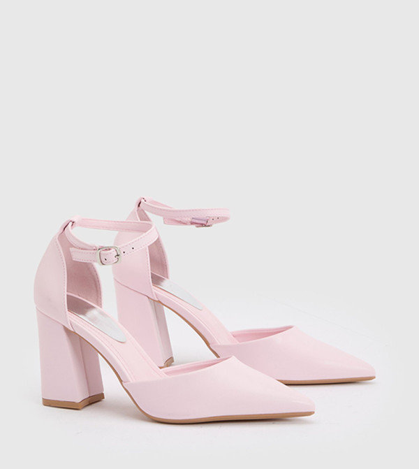 Blanche Ankle Loop Pointed Toe Block Heel Pumps