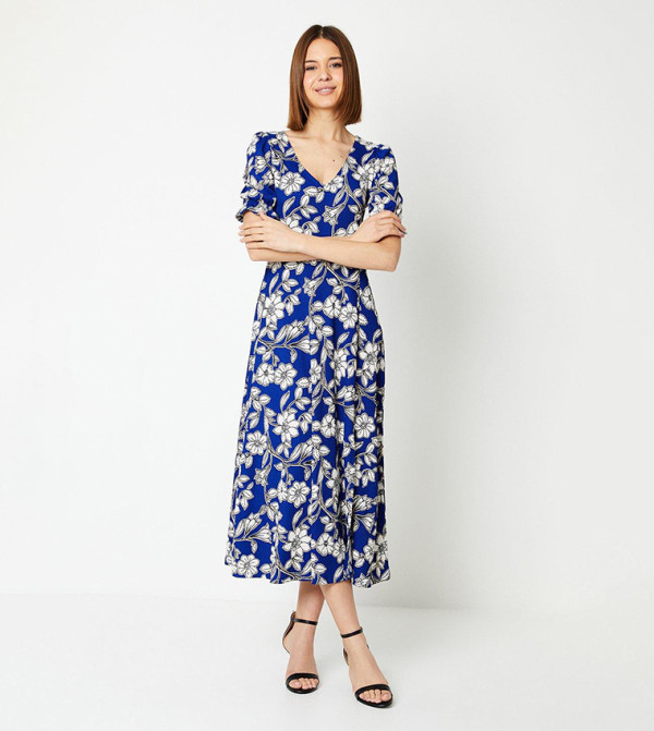 فستان ميدي بياقة v