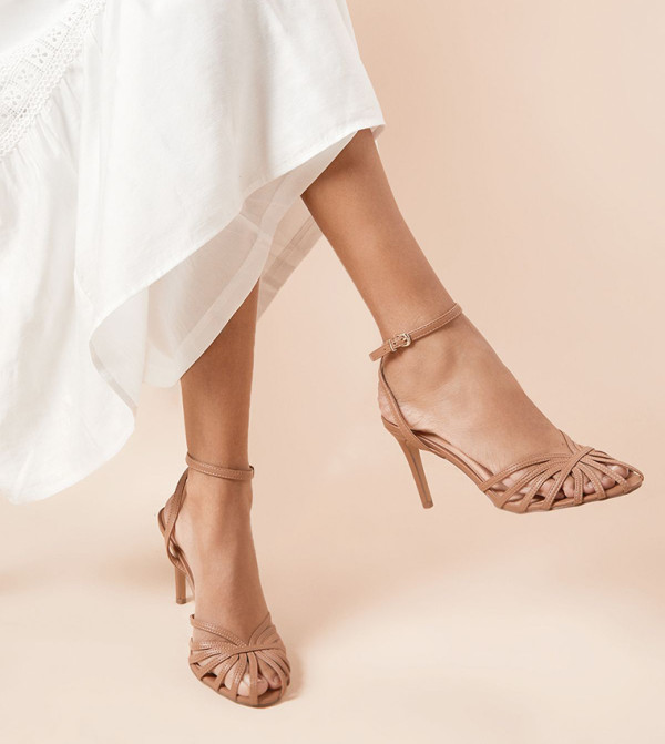 Davina Faux Leather Caged Front Stiletto Heel Pumps