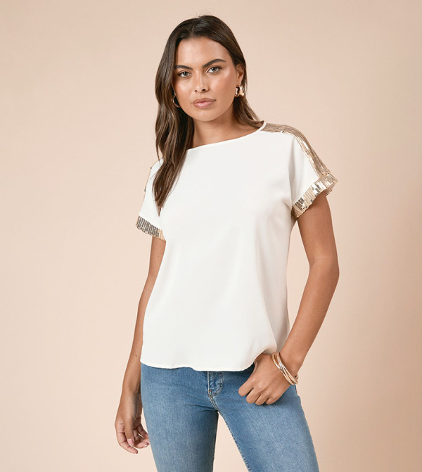 Sequined Short Sleeves T-Shirt