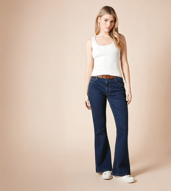 Washed Comfort Stretch Flared Jeans