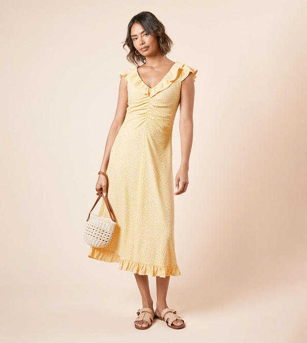 Buy Forever New FN MONIQUE V Neck Maxi Dress In Gold | 6thstreet UAE