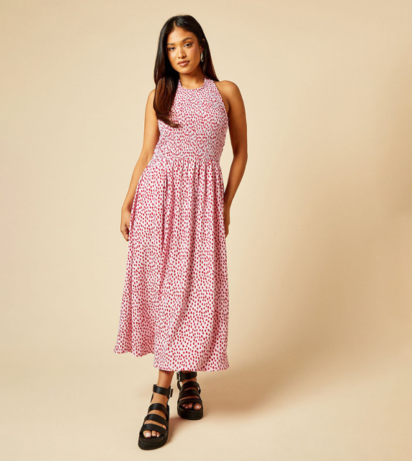 Petite Polka Dot Halterneck Midi Dress