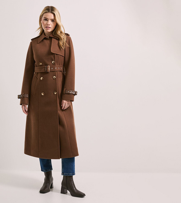 Cuff Detail Buttoned Long Sleeves Coat