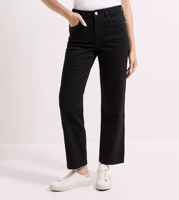 Washed High Waist Mom Fit Jeans