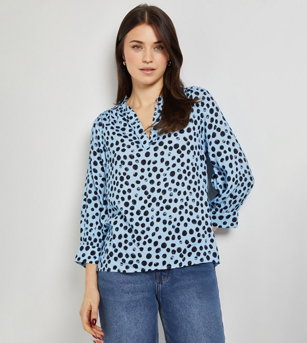 Polka Dots Overhead 3/4 Sleeves Top