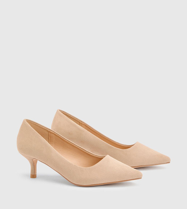 Dove Faux Suede Kitten Heel Pumps