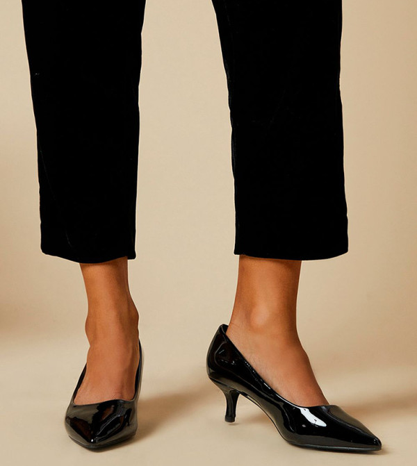 Dove Faux Patent Leather Kitten Heel Pumps