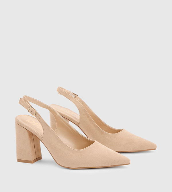 Wide Fit Ellens Faux Suede Pointed Toe Slingback Pumps