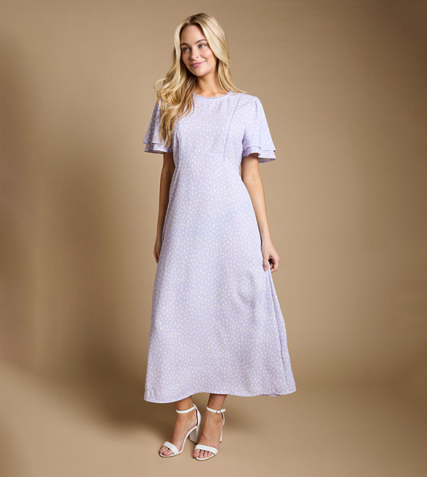 Angel Sleeves Seam Detail Midi Dress
