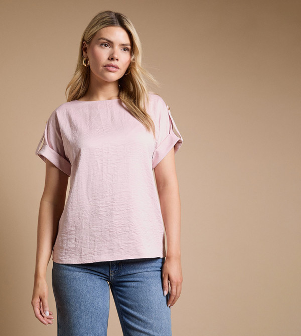 Satin Roll-Up Sleeves Top