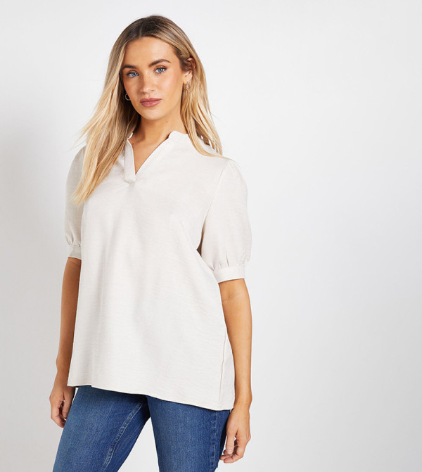 Textured Puff Sleeves Top