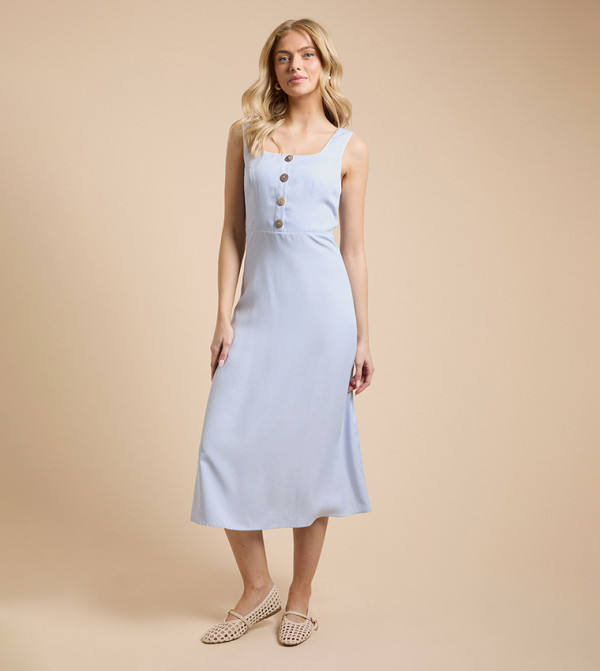 Striped Button Midi Dress