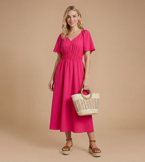 Flutter Sleeves Midi Dress