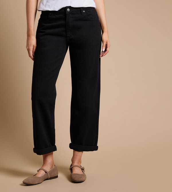 Ankle Grazer Fold Up Boyfriends Fit Jeans