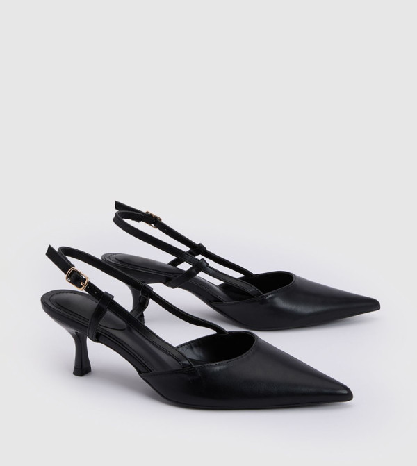 Luneth Faux Leather Kitten Heel Slingback Pumps