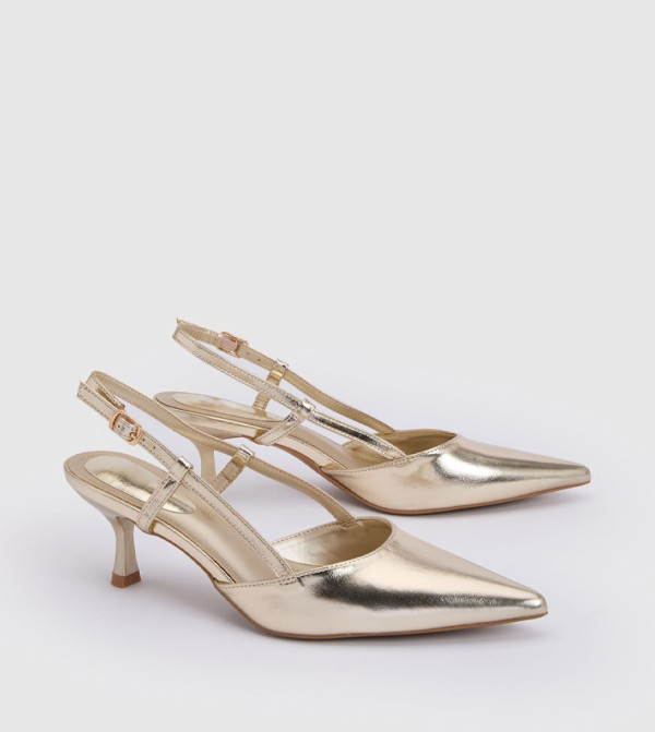 Luneth Faux Leather Kitten Heel Slingback Pumps