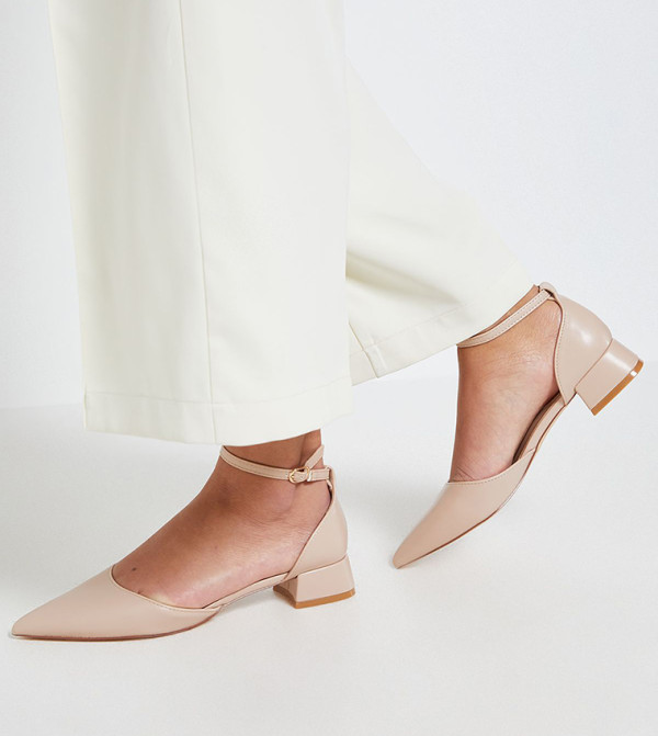 Bennie Faux Leather Pointed Toe Low Heel Pumps