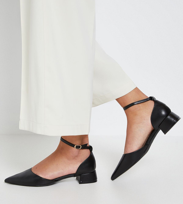 Bennie Faux Leather Pointed Toe Low Heel Pumps