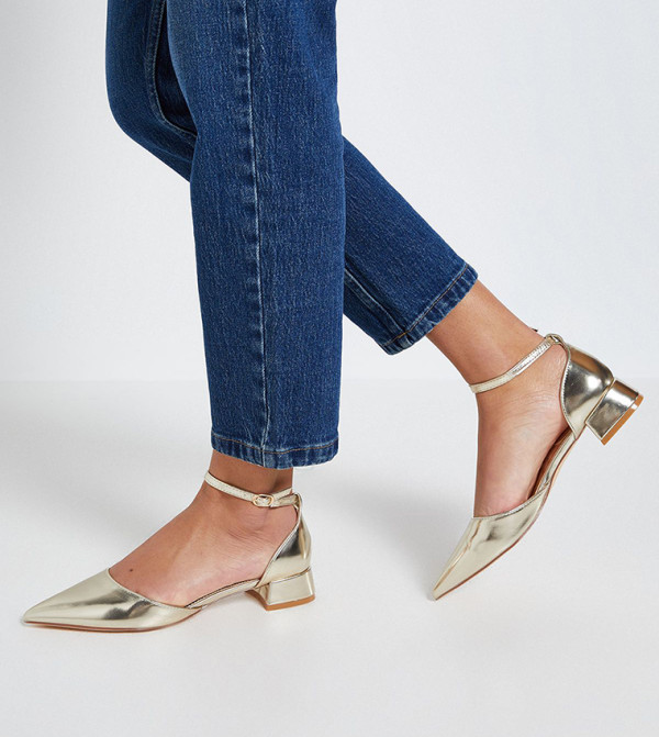 Bennie Faux Leather Pointed Toe Low Heel Pumps