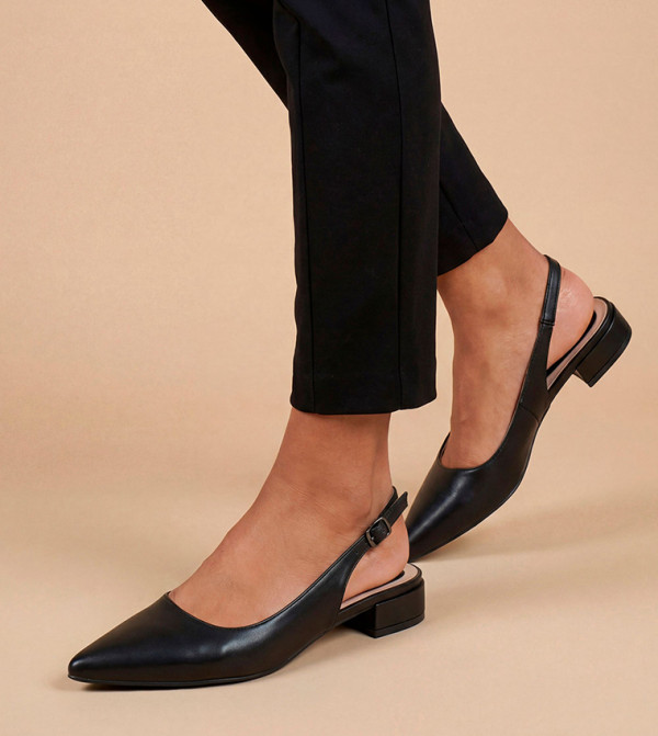 Jerry Faux Leather Slingback Pointed Flat Shoes