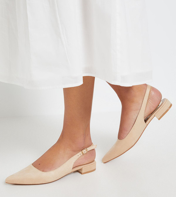 Jerry Faux Suede Pointed Toe Slingback Flat Shoes