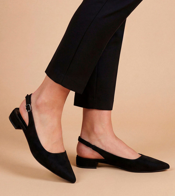 Jerry Faux Suede Slingback Pointed Flat Shoes