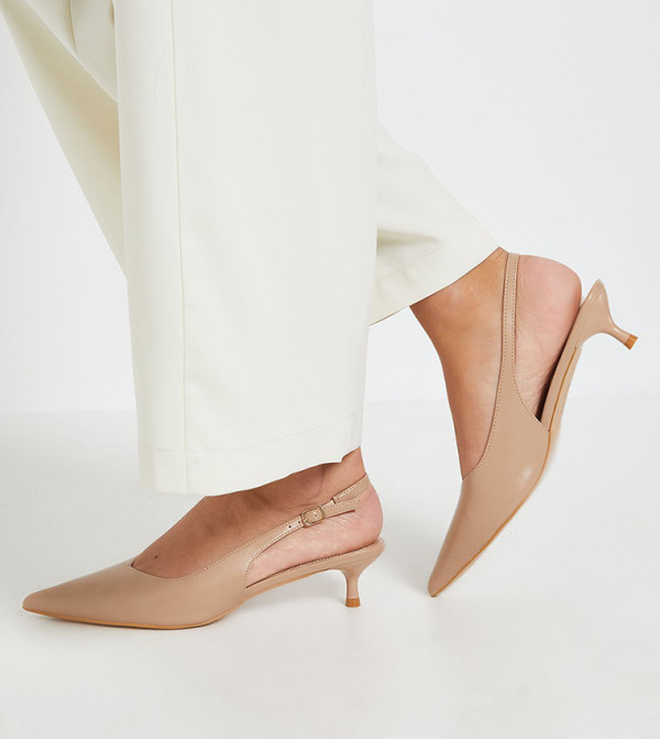 Faelina Faux Leather Slingback Kitten Heel Pumps