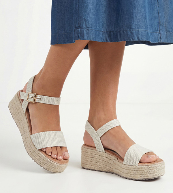 Elodie Textile Medium Wedge Sandals