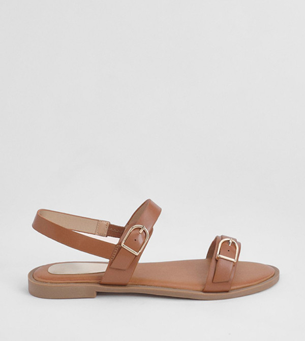 Fabia Faux Leather Buckle Detail Comfort Flat Sandals