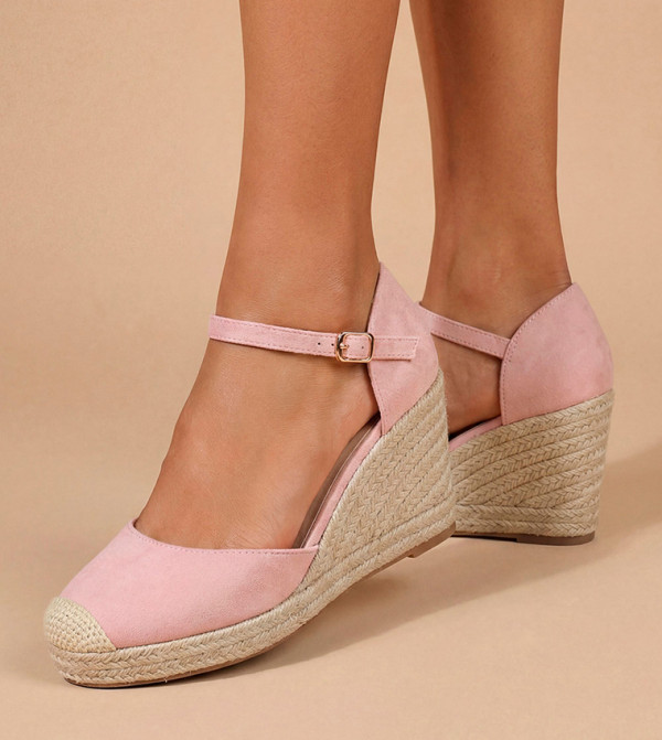 Jillie Faux Suede Closed Toe High Espadrille Wedges