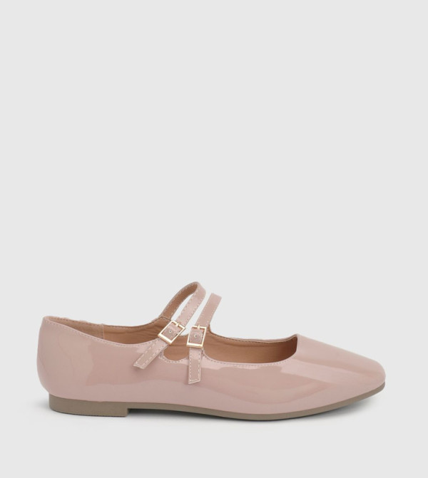 Shirley Faux Patent Leather Double Buckle Mary Jane Shoes