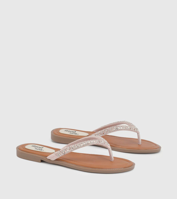 Diamante Toe-Post Flat Sandals