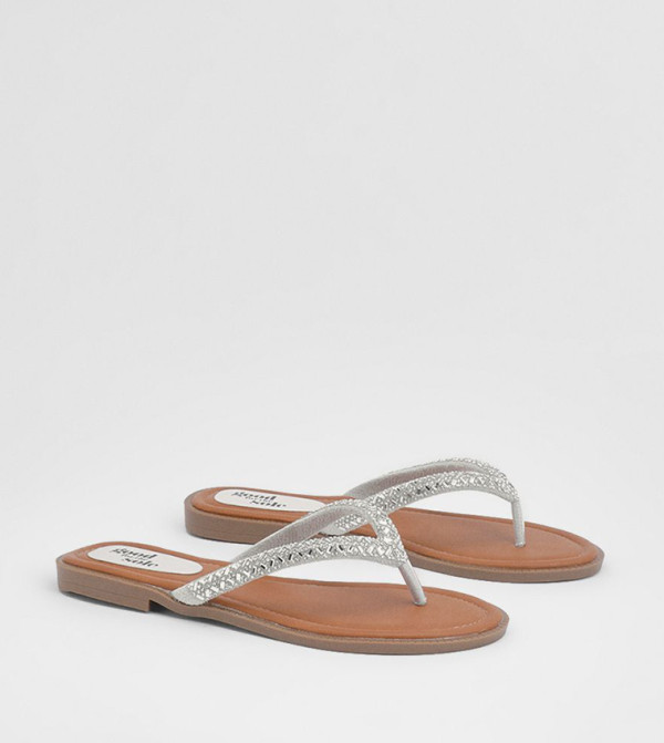 Diamante Toe-Post Flat Sandals