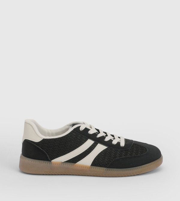 Jackie Faux Suede Striped Lace Up Sneakers