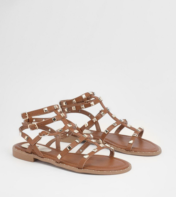 Micheala Faux Leather Studded Gladiator Sandals