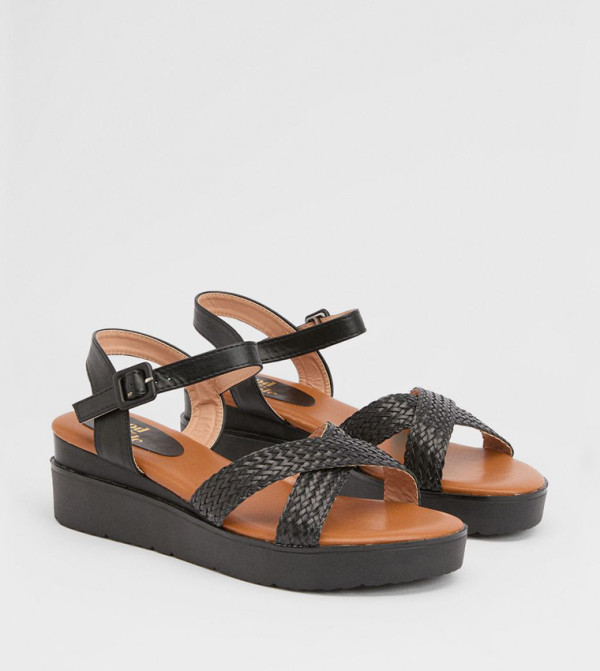 Millie Flexisole Faux Leather Cross Strap Wedge Sandals
