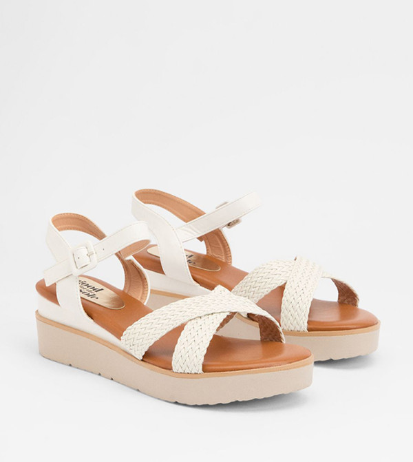 Millie Flexisole Faux Leather Cross Strap Wedge Sandals